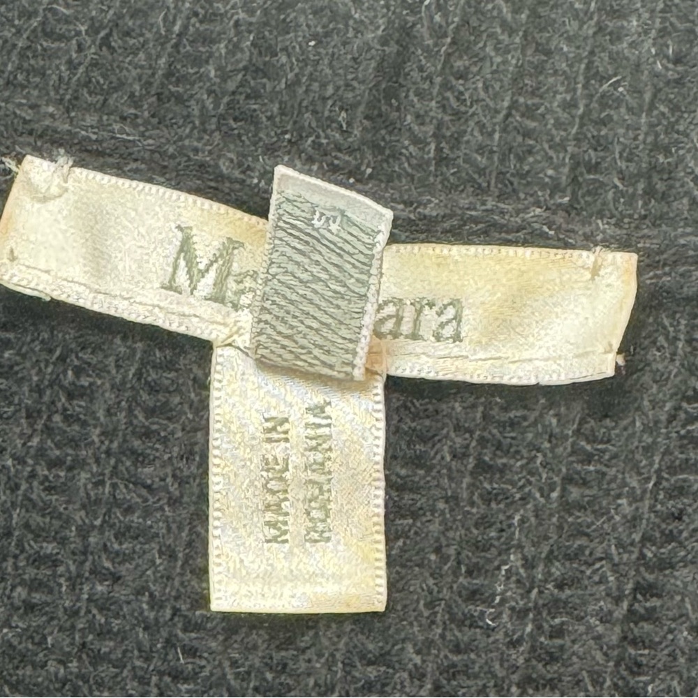 MaxMara Black Cashmere/Wool/Leather Zip Up Sweater Coat W Fur Sleeves, Sz Medium - Picture 5 of 11